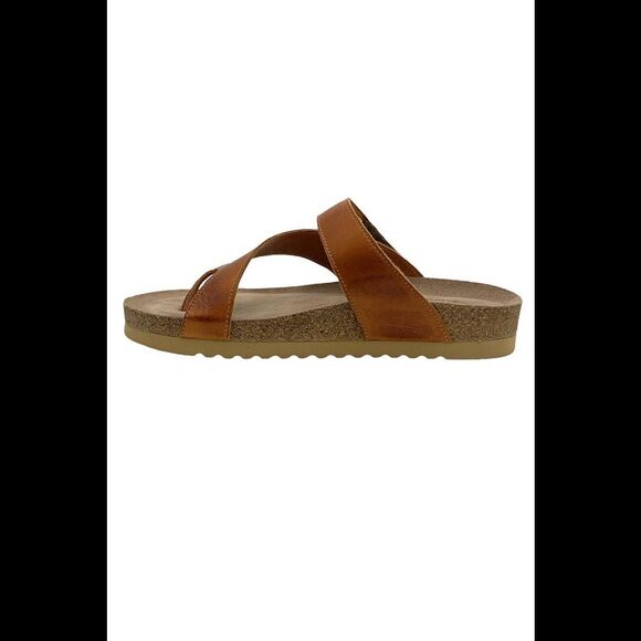 Taos Leather Toe Loop Slide Sandals Lola Cognac - Medium - Picture 3 of 5